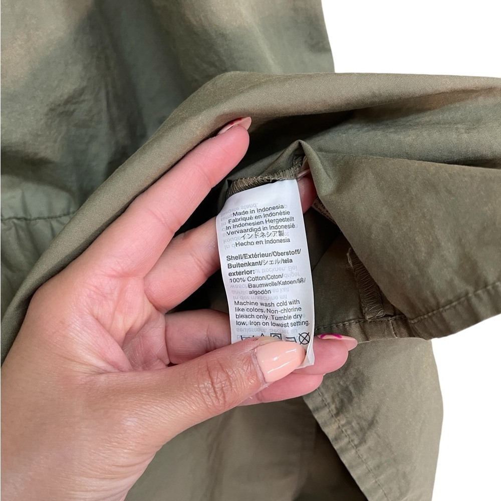Madewell Button Front Tiered Poplin Babydoll Mini Dress Olive Green Size Medium - Picture 8 of 8